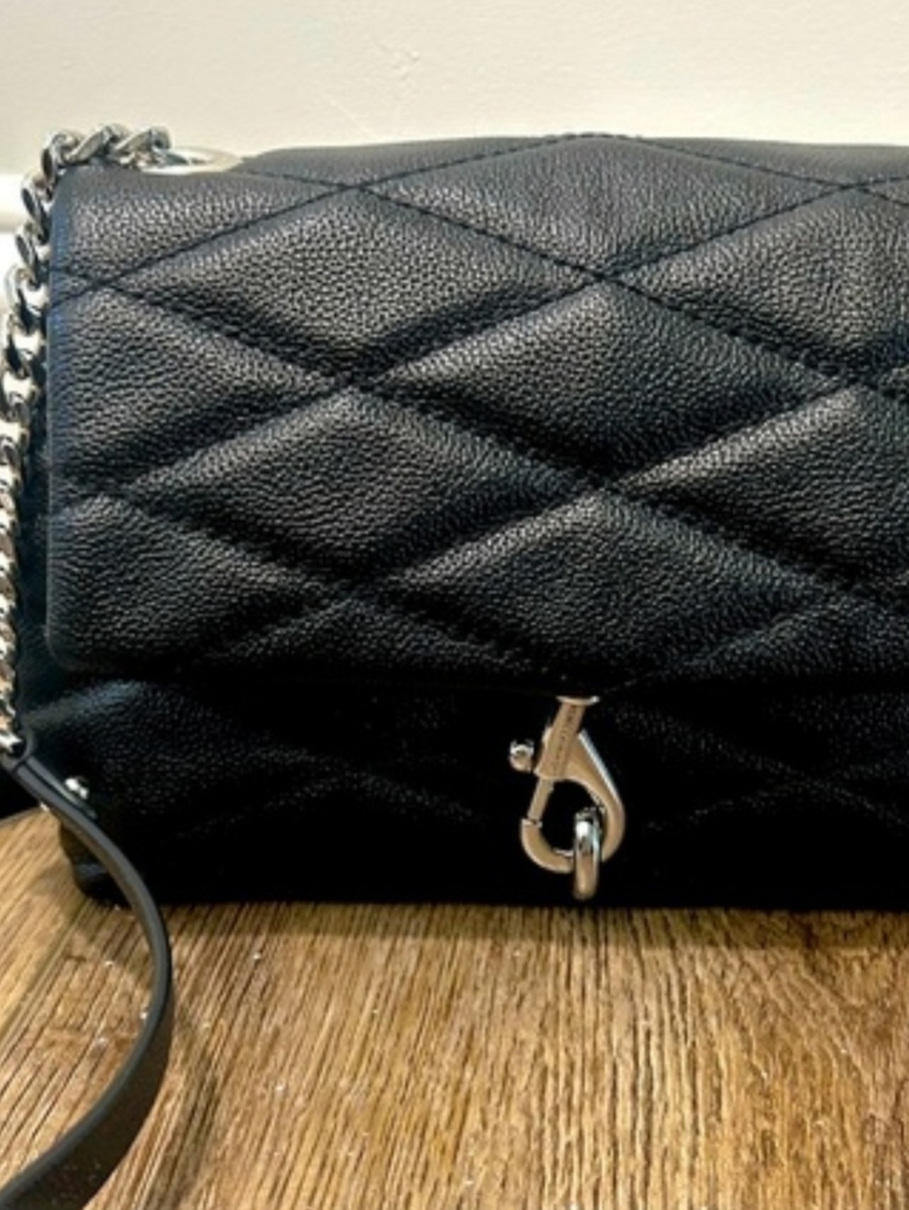 NWT- REBECCA MINKOFF Edie Maxi shoulder bag black/silver